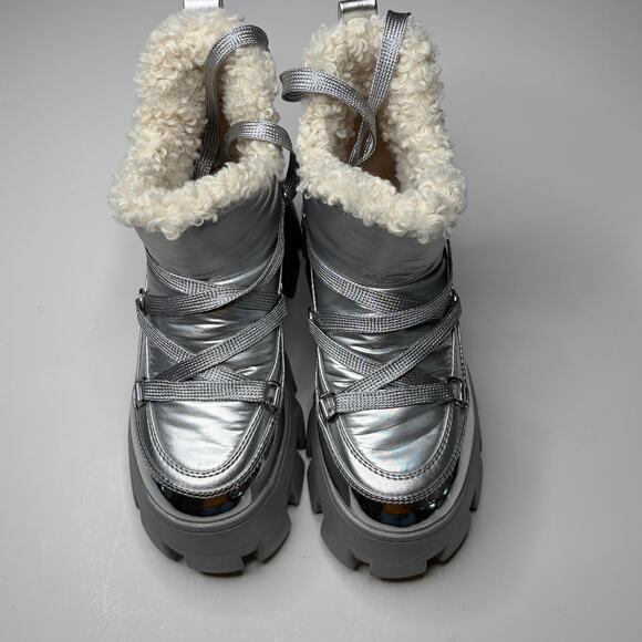 Circus by Sam Edelman Metallic Silver Platform Boots 6 - Picture 2 of 5